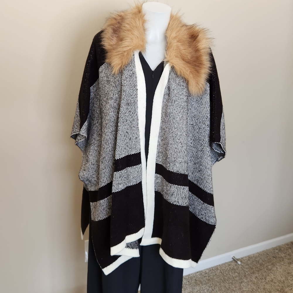 Faux fur sweater wrap